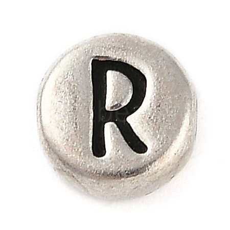 925 Sterling Silver Flat Round with Letter Beads LS-STER-G044-01AS-R-1