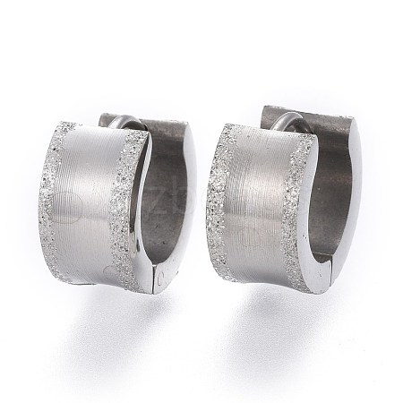 Tarnish Resistant Textured 304 Stainless Steel Huggie Hoop Earrings EJEW-L252-016P-1