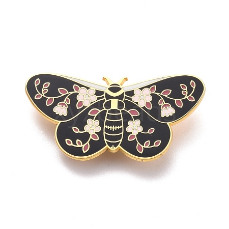 Butterfly with Flower Enamel Pin JEWB-I016-12G-1
