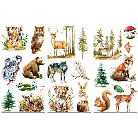 3 Sheets 3 Styles PVC Waterproof Decorative Stickers DIY-WH0404-070-1