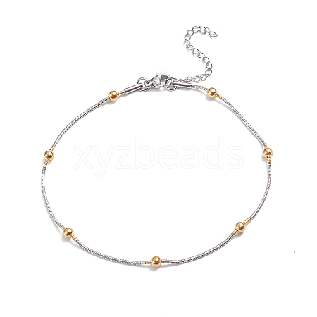 304 Stainless Steel Round Snake Chain Anklets LS-AJEW-G024-13A-1