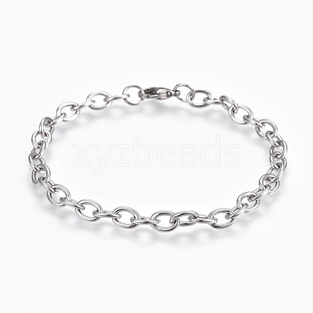 Tarnish Resistant 304 Stainless Steel Cable Chain Bracelets X-BJEW-P239-05-1