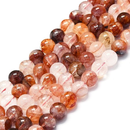 Natural Red Hematoid Quartz/Ferruginous Quartz Beads Strands G-K245-A02-04-1