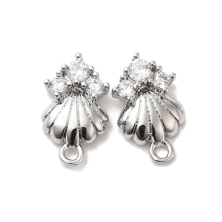 Brass Cubic Zirconia Stud Earring Finding KK-Q048-15P-1