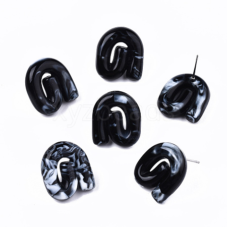 Opaque Resin Stud Earrings EJEW-T012-01-A01-1