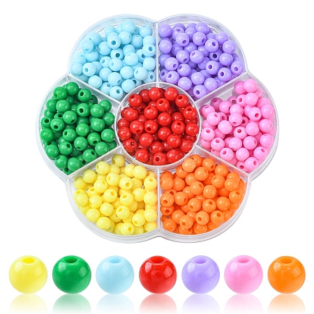 490Pcs 7 Colors Opaque Acrylic Beads SACR-YW0001-49-1