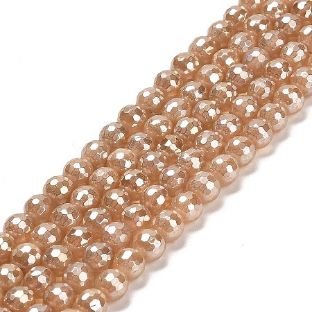 Electroplated Natural Quartz Round Beads Strands G-L598-A02-01A-1