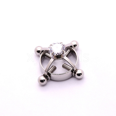 304 Stainless Steel Crystal Rhinestone Clip on Nipple Rings WGE16BD-01-1