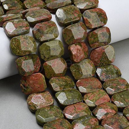 Natural Unakite Beads Strands G-C285-A12-01-1