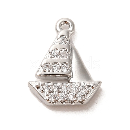 Brass Micro Pave Cubic Zirconia Charms KK-C043-06P-1