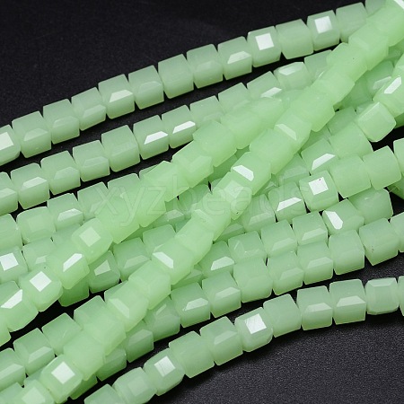 Faceted Cube Imitation Jade Glass Beads Strands X-EGLA-E041-5mm-B02-1