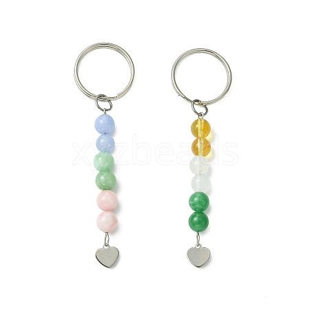 2Pcs Natural Gemstone Keychain KEYC-JKC01172-1