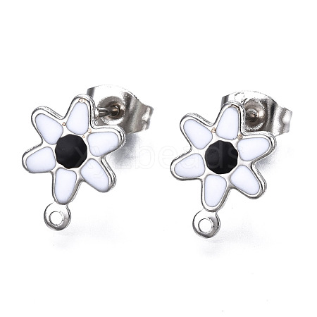 304 Stainless Steel Enamel Stud Earring Findings STAS-T052-43P-01-1