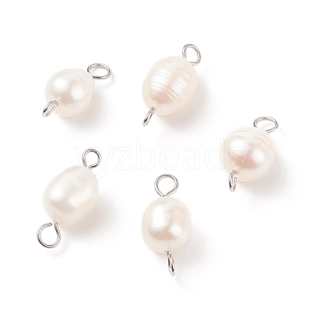 Natural Cultured Freshwater Pearl Beads Connector Charms PALLOY-JF01551-01-1