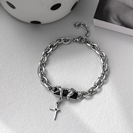 Titanium Stainless Steel Charm Bracelets PW-WG2882D-01-1