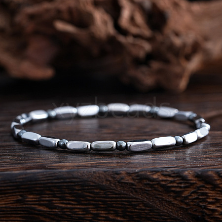 Synthetic Non-magnetic Hematite Beads Stretch Bracelets for Men RH6597-1