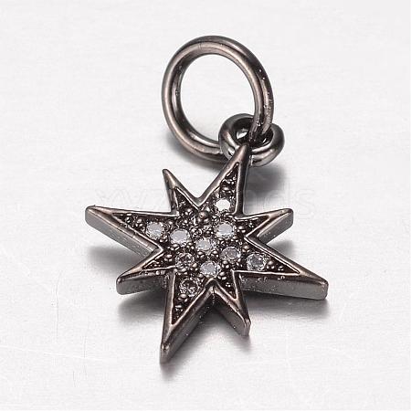 Brass Micro Pave Cubic Zirconia Charms ZIRC-K045-07B-1