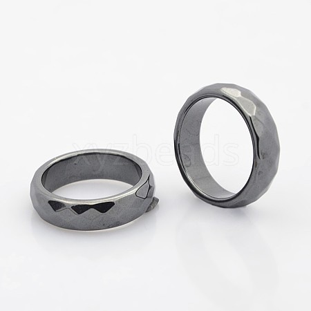 Faceted Magnetic Synthetic Hematite Finger Rings RJEW-J005-04B-01-1