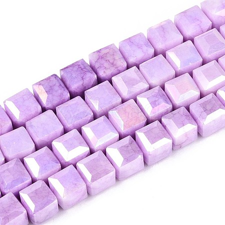 Anti-Tarnish Electroplate Glass Beads Strands GLAA-T025-8mm-10G-1