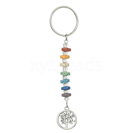 Chakra Natural Lava Rock & Alloy Tree of Life Pendant Keychain KEYC-JKC00644-07-1