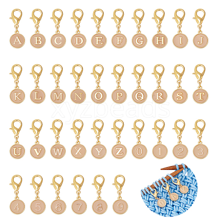 36Pcs 36 Style Alloy Enamel Pendant Stitch Markers HJEW-NB00037-1