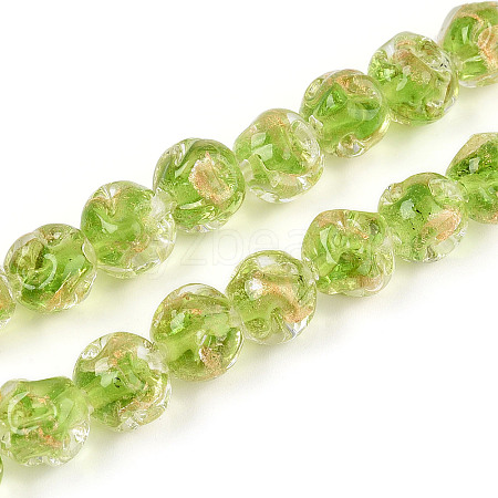 Handmade Gold Foil Glass Beads Strands FOIL-N029-04C-1