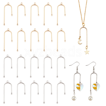   20Pcs 2 Colors Rack Plating Brass Pendants KK-PH0009-42-1