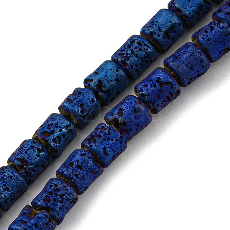 Electroplated Natural Lava Rock Beads Strands G-Z032-J03-11C-1