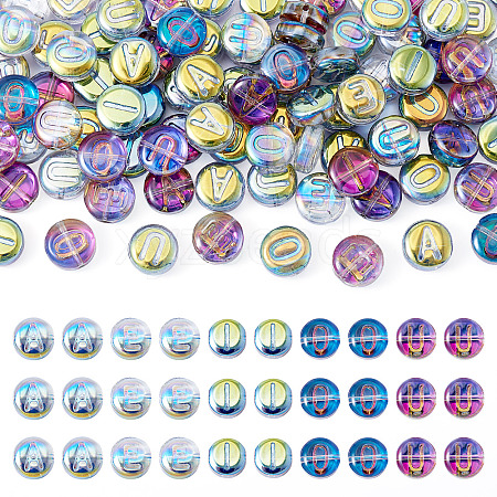 100Pcs 5 Styles Transparent Electroplated UV Plating Glass Beads GLAA-TA0003-19C-1