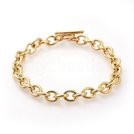 Vacuum Plating 304 Stainless Steel Cable Chain Bracelets BJEW-G618-04G-1