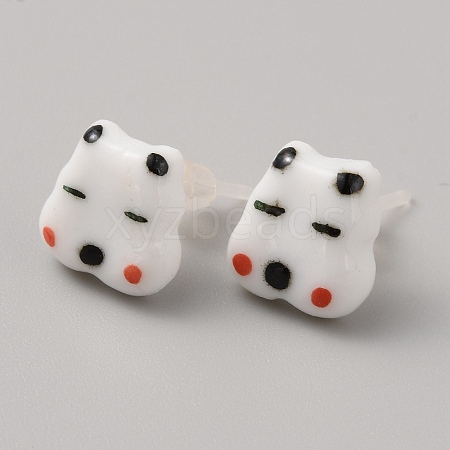 Cute Cartoon Animal Porcelain Stud Earrings EJEW-TAC0001-03C-1