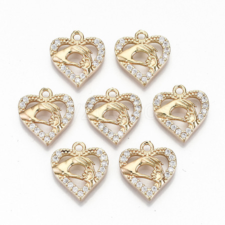 Brass Micro Pave Cubic Zirconia Pendants KK-S359-016-RS-1