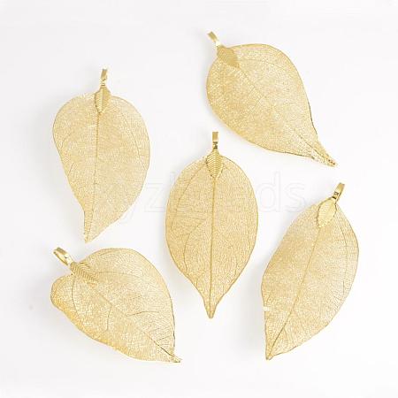 Electroplated Natural Leaf Big Pendants IFIN-Q119-03E-1