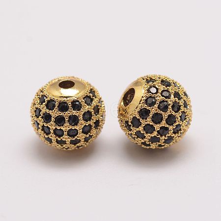 Brass Micro Pave Cubic Zirconia Beads X-ZIRC-E110-06G-1