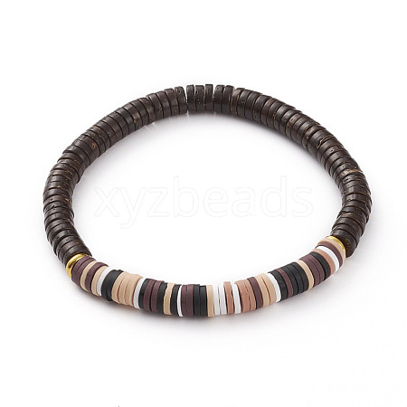 Polymer Clay Heishi Beads Stretch Bracelets BJEW-JB05811-05-1