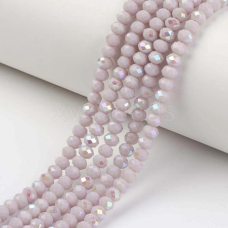 Electroplate Opaque Solid Color Glass Beads Strands X-EGLA-A034-P6mm-L08-1