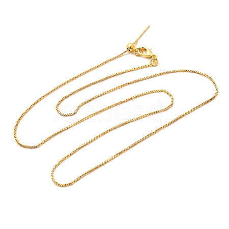 1mm Rack Plating Brass Box Chain Adjustable Slider Necklaces for Women Men MAK-L044-01G-1