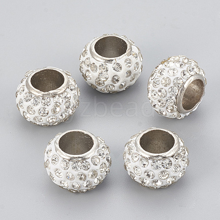 Handmade Alloy Polymer Clay Rhinestone Beads RB-S049-09-1