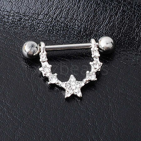 Alloy Crystal Rhinestone Star Nipple Rings WG581B5-02-1