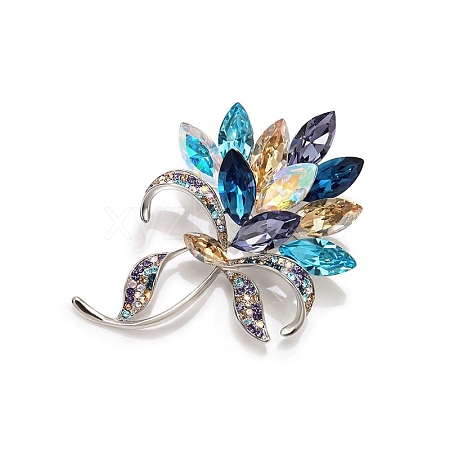 Flower Alloy Rhinestone Brooches for Backpack Clothes PW-WG60DF6-01-1