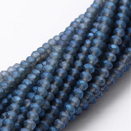 Full Rainbow Plated Faceted Rondelle Glass Bead Strands EGLA-L007-I01-4mm-1