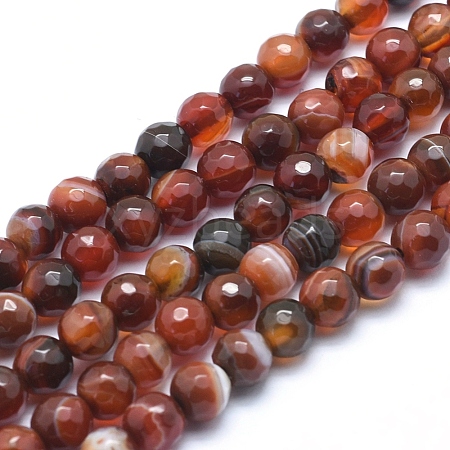 Natural Striped Agate/Banded Agate Beads G-J371-07-6mm-1