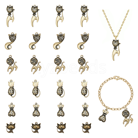 CHGCRAFT 24Pcs 6 Style Alloy Pendants FIND-CA0006-34-1