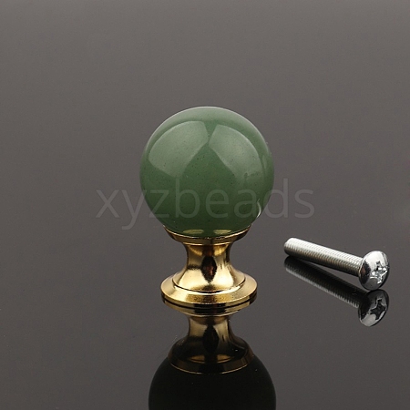 Metal & Natural Green Aventurine Drawer Knobs PW-WG57F80-03-1