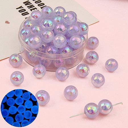 5Pcs Round Luminous Transparent Acrylic Beads PW-WG06E6C-02-1