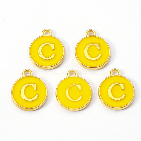 Golden Plated Alloy Enamel Charms X-ENAM-S118-09C-1