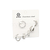 3 Pair 3 Style Titanium Steel Thick Hoop Earrings for Women AJEW-PW0005-32P-1