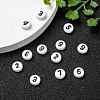 Mix Numbers White Flat Round Acrylic Beads X-PB9111-8