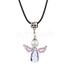 Angel Glass Sead Beaded Wing Pendant Necklaces NJEW-MZ00090-03-2