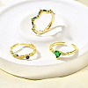 Brass Micro Pave Cubic Zirconia Cuff Rings for Women RJEW-S399-08G-2